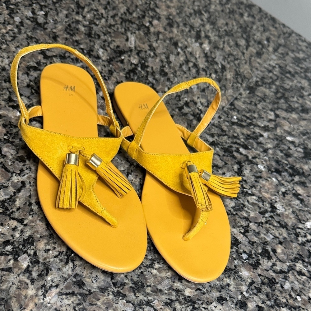 H&M Mustard Tassel Sandals EUC